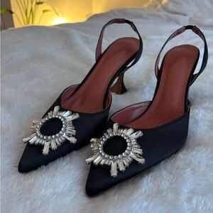 Elegant Black Embellished Women's Heels